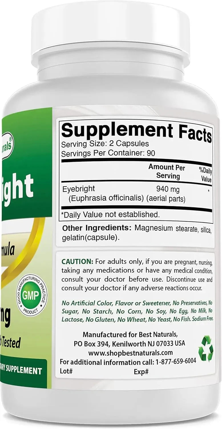 BEST NATURALS - Best Naturals Eyebright 470Mg. 180 Capsulas 2 Pack - The Red Vitamin MX - Suplementos Alimenticios - {{ shop.shopifyCountryName }}