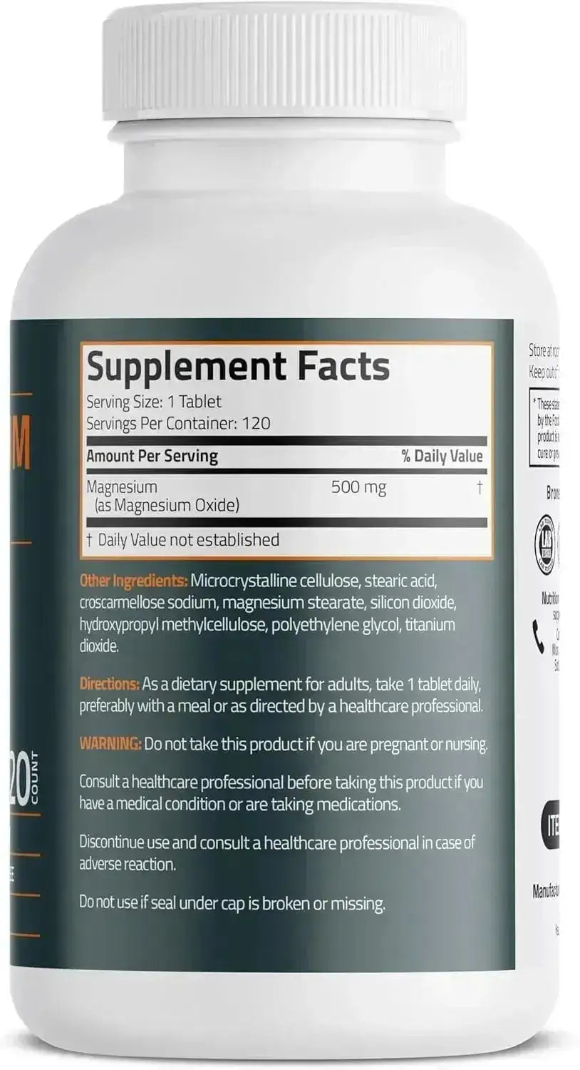 BRONSON - Bronson Magnesium 500Mg. 120 Tabletas - The Red Vitamin MX - Suplementos Alimenticios - {{ shop.shopifyCountryName }}