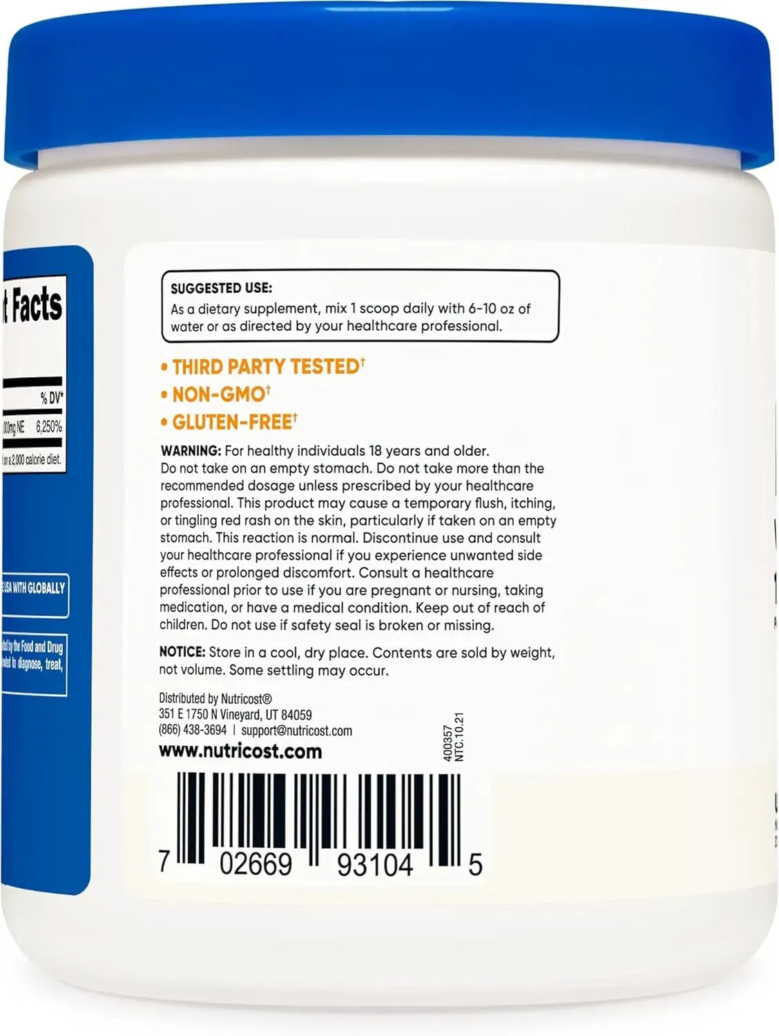 NUTRICOST - Nutricost Niacin Vitamin B3 Powder 250Gr. 2 Pack - The Red Vitamin MX - Suplementos Alimenticios - {{ shop.shopifyCountryName }}
