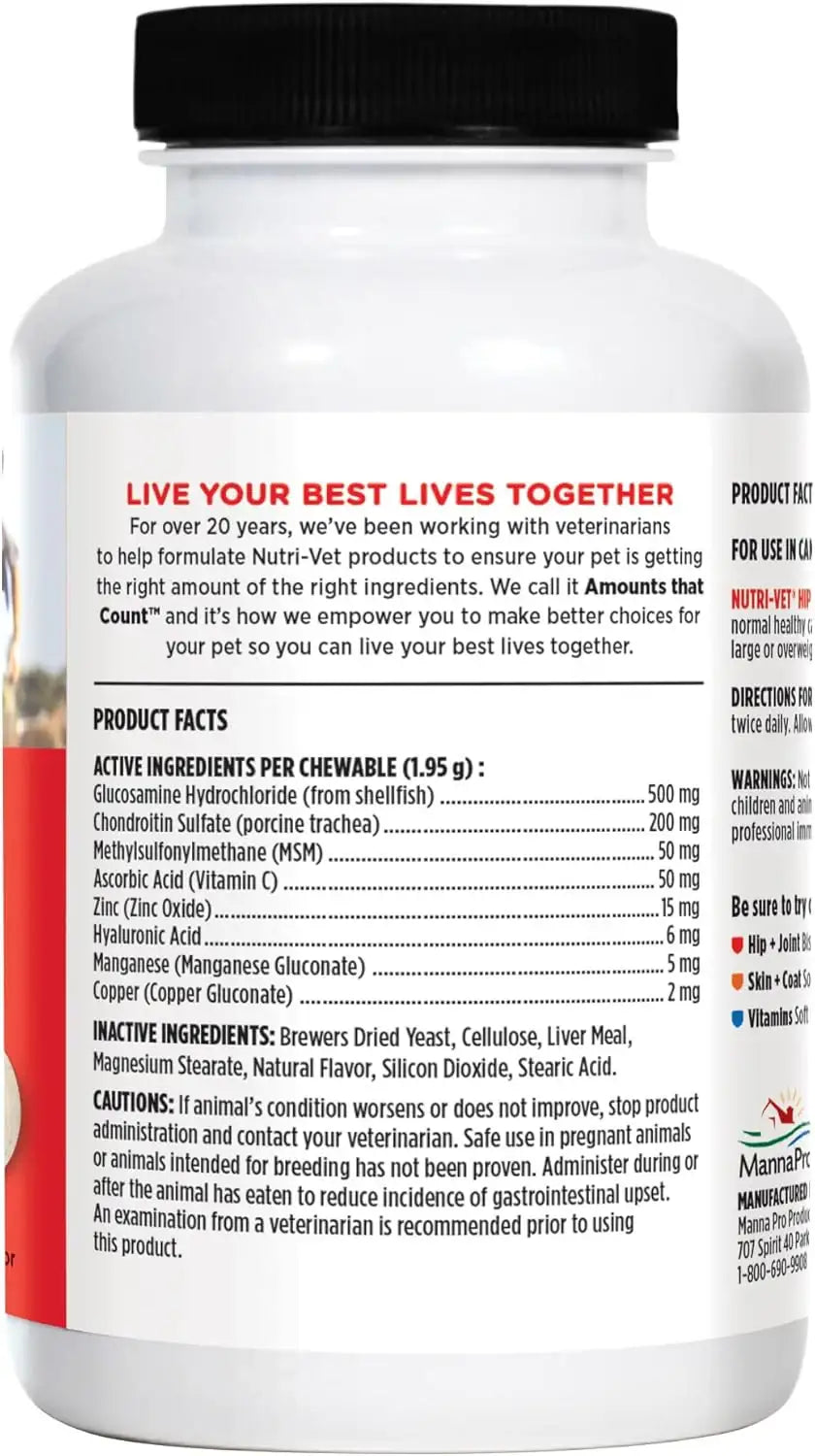 NUTRI-VET - Nutri-Vet Hip & Joint Chewable Dog Extra Strength 120 Tabletas Masticables - The Red Vitamin MX - Cuidado De Cadera Y Articulaciones Para Perros - {{ shop.shopifyCountryName }}