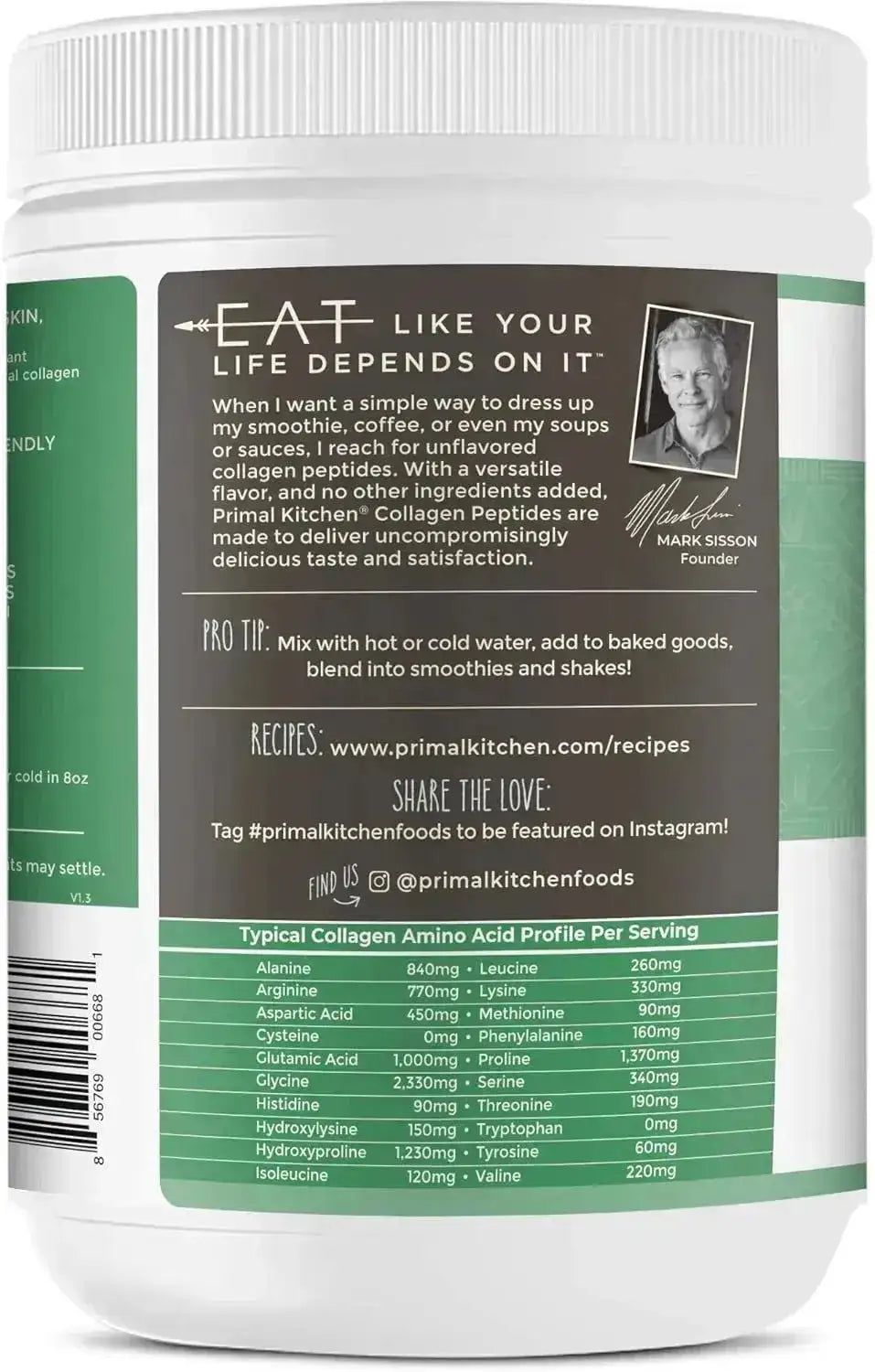 PRIMAL KITCHEN - Primal Kitchen Collagen Peptides Unflavored Powder 550Gr. - The Red Vitamin MX - Suplementos Alimenticios - {{ shop.shopifyCountryName }}