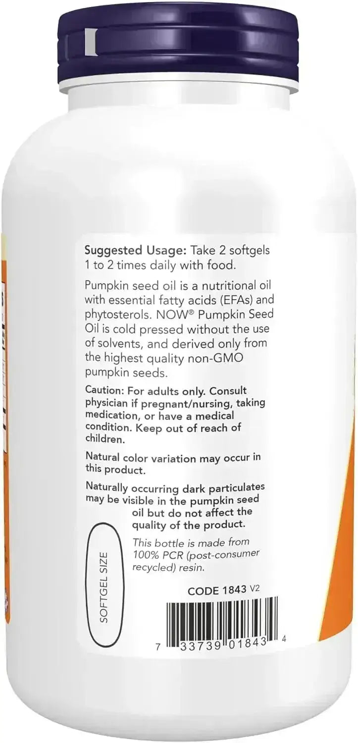 NOW SUPPLEMENTS - NOW Supplements Pumpkin Seed Oil 1000Mg. 200 Capsulas Blandas - The Red Vitamin MX - Suplementos Alimenticios - {{ shop.shopifyCountryName }}