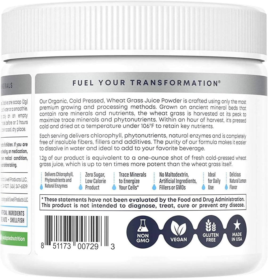 ADAPTED NUTRITION - Adapted Nutrition Organic Wheatgrass Juice Powder with Kamut 75 Servicios 150Gr. - The Red Vitamin MX - Suplementos Alimenticios - {{ shop.shopifyCountryName }}