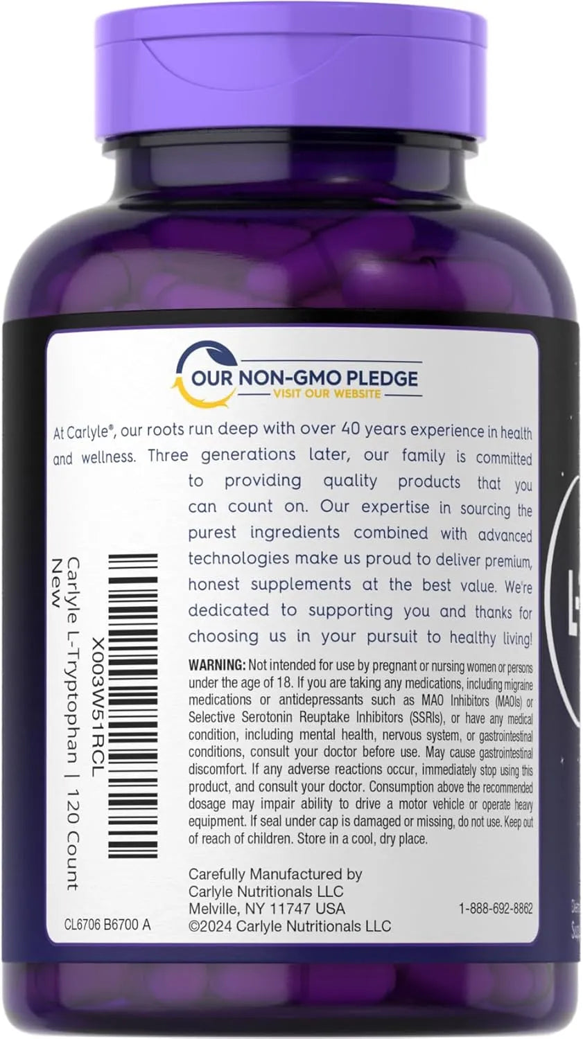 CARLYLE - Carlyle L-Tryptophan 500Mg. 120 Capsulas - The Red Vitamin MX - Suplementos Alimenticios - {{ shop.shopifyCountryName }}