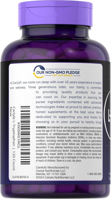 CARLYLE - Carlyle L-Tryptophan 500Mg. 120 Capsulas - The Red Vitamin MX - Suplementos Alimenticios - {{ shop.shopifyCountryName }}