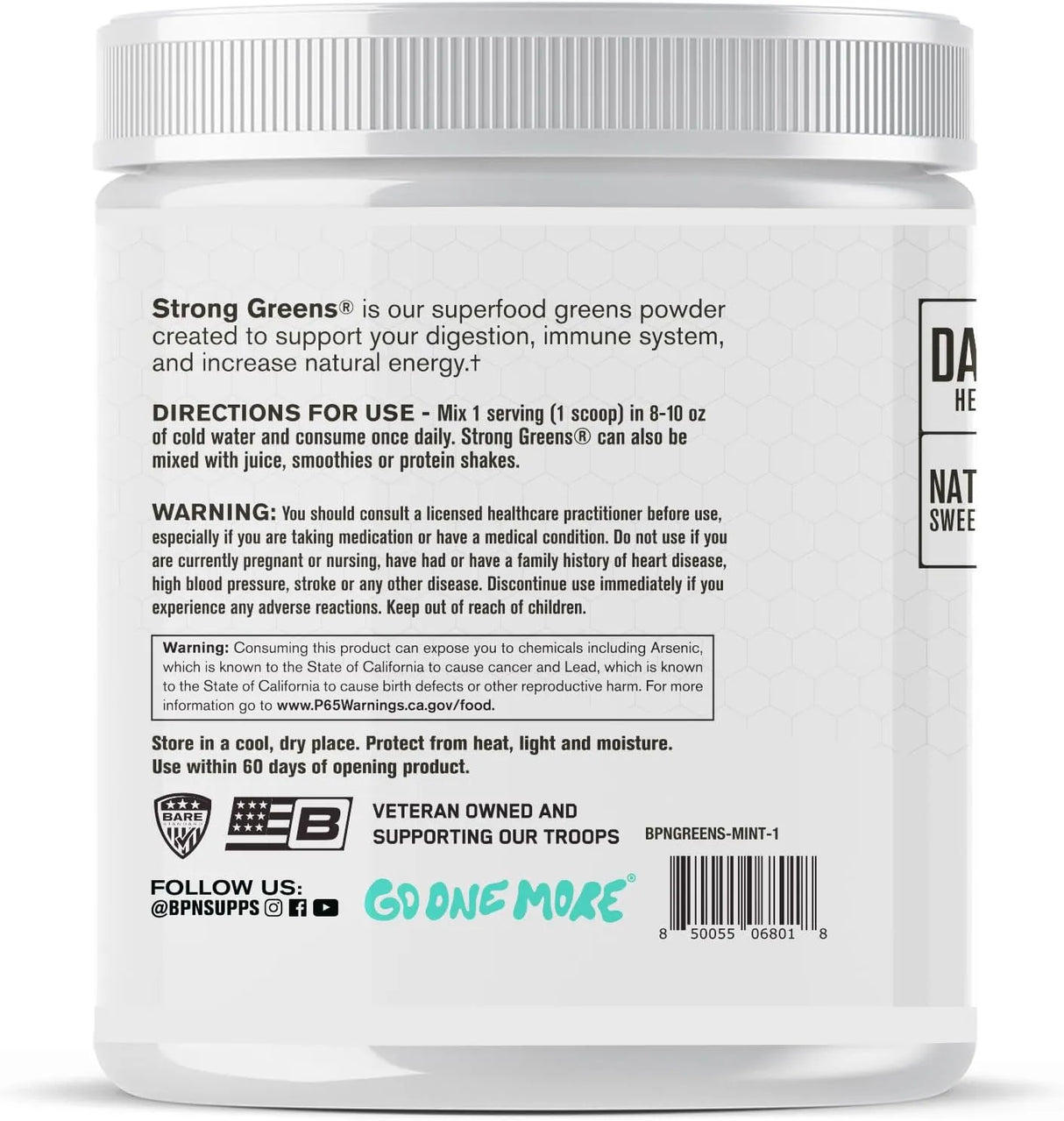 BARE PERFORMANCE NUTRITION - BPN Strong Greens Superfood Powder 30 Servicios Sweet Mint 225Gr. - The Red Vitamin MX - Suplementos Alimenticios - {{ shop.shopifyCountryName }}