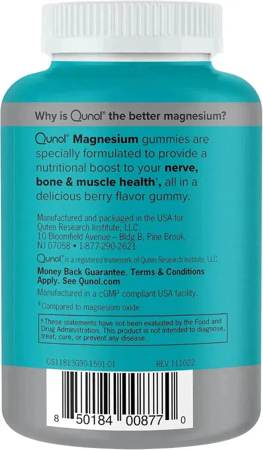 QUNOL - Qunol Magnesium Gummies for Adults 200Mg. 90 Gomitas - The Red Vitamin MX - Suplementos Alimenticios - {{ shop.shopifyCountryName }}