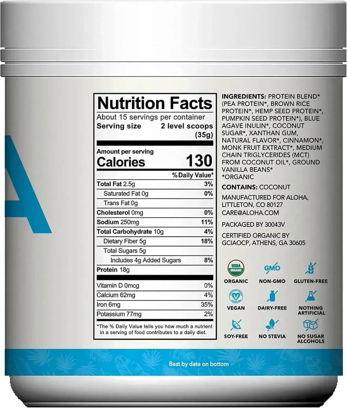 ALOHA - ALOHA Organic Plant Based Protein Powder Vanilla 15 Servicios 525Gr. - The Red Vitamin MX - Suplementos Alimenticios - {{ shop.shopifyCountryName }}