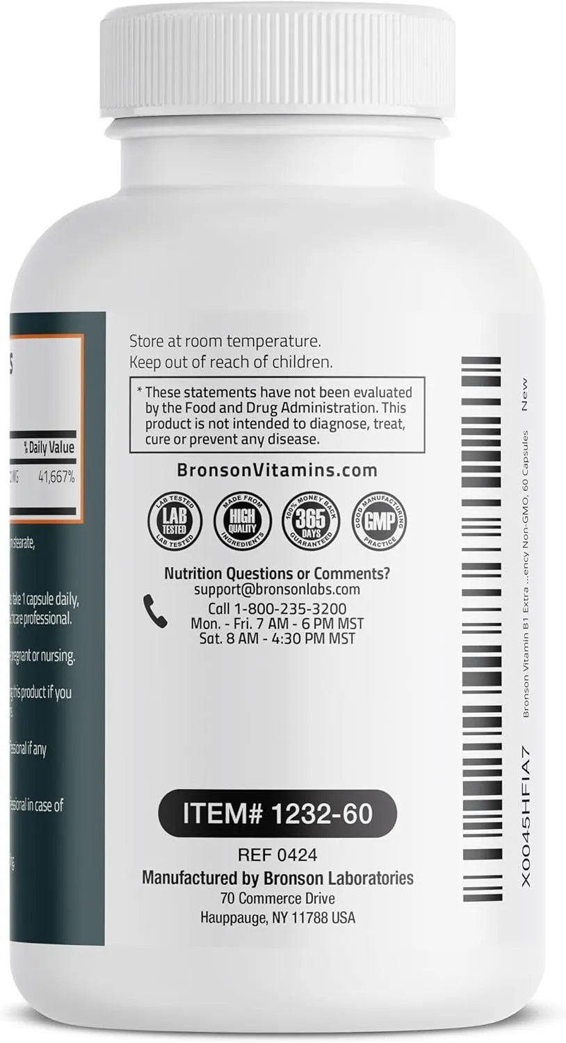 BRONSON - Bronson Vitamin B1 Extra Strength 500Mg. 60 Capsulas - The Red Vitamin MX - Suplementos Alimenticios - {{ shop.shopifyCountryName }}
