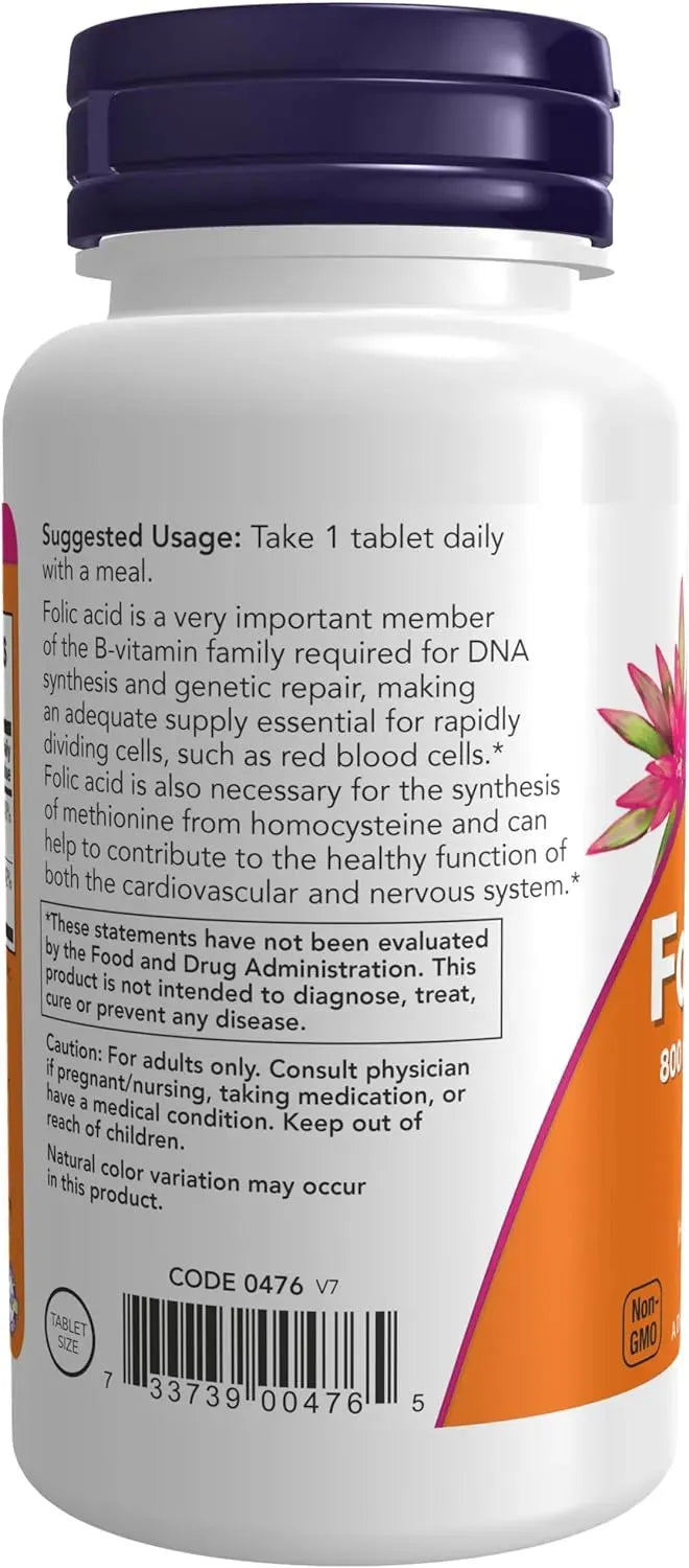 NOW SUPPLEMENTS - Now Supplements Folic Acid 800mcg + B-12 250 Tabletas - The Red Vitamin MX - Suplementos Alimenticios - {{ shop.shopifyCountryName }}