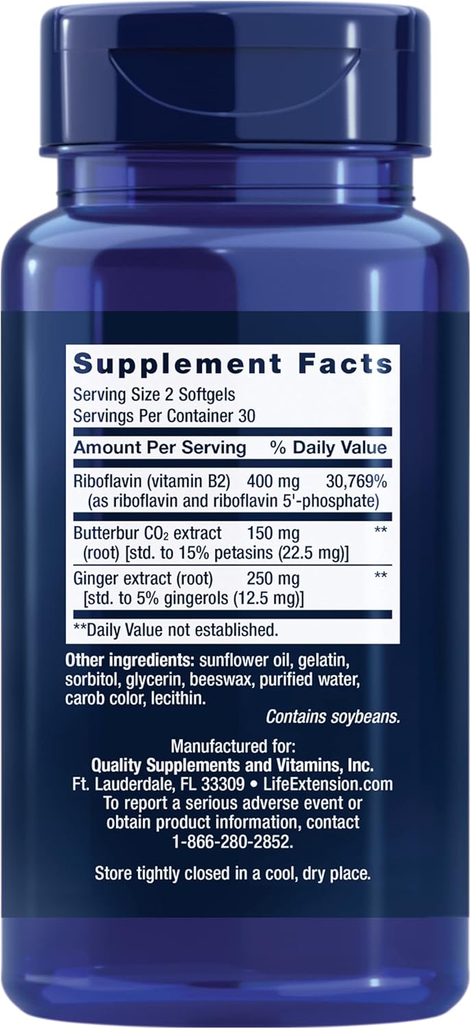 Life Extension Migra-Eeze Butterbur Root Extract 60 Capsulas Blandas