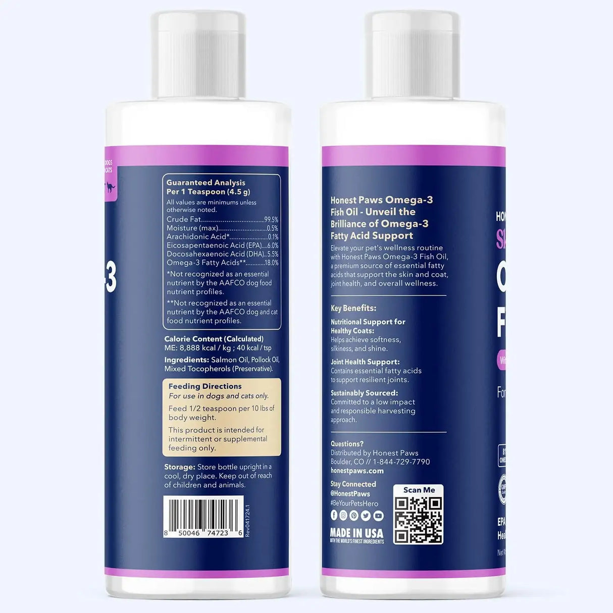 HONEST PAWS - Honest Paws Salmon Oil for Dogs 8 Fl.Oz. - The Red Vitamin MX - Aceite De Pescado Para Perros - {{ shop.shopifyCountryName }}