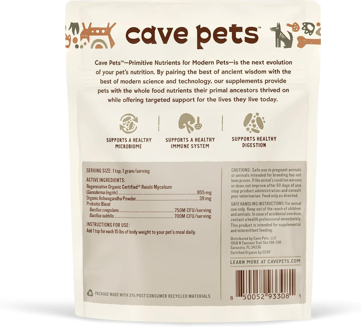 CAVE PETS - Cave Pets Super Blend Powder Reishi & Probiotics 90 Servicios 90Gr. - The Red Vitamin MX - Suplementos Herbales Para Perros - {{ shop.shopifyCountryName }}