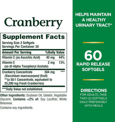 NATURE'S BOUNTY - Nature's Bounty Cranberry 25,200Mg. 60 Capsulas Blandas - The Red Vitamin MX - Suplementos Alimenticios - {{ shop.shopifyCountryName }}