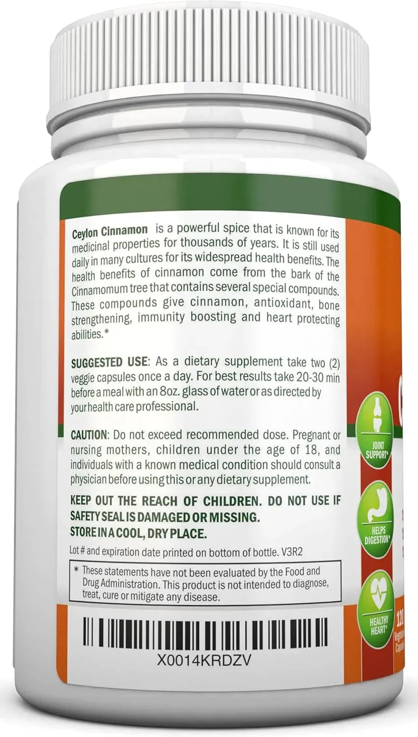 NUTRIONN - NutriONN Organic Ceylon Cinnamon 1200Mg. 120 Capsulas - The Red Vitamin MX - Suplementos Alimenticios - {{ shop.shopifyCountryName }}
