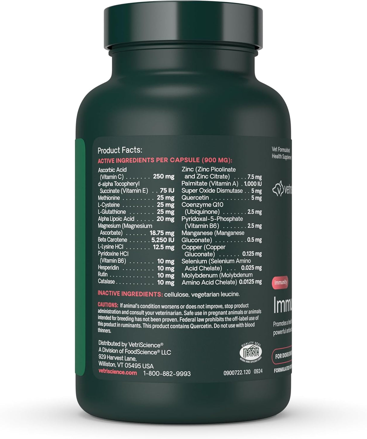 VetriScience Immunity Health Easy-Open Capsules 120 Capsulas