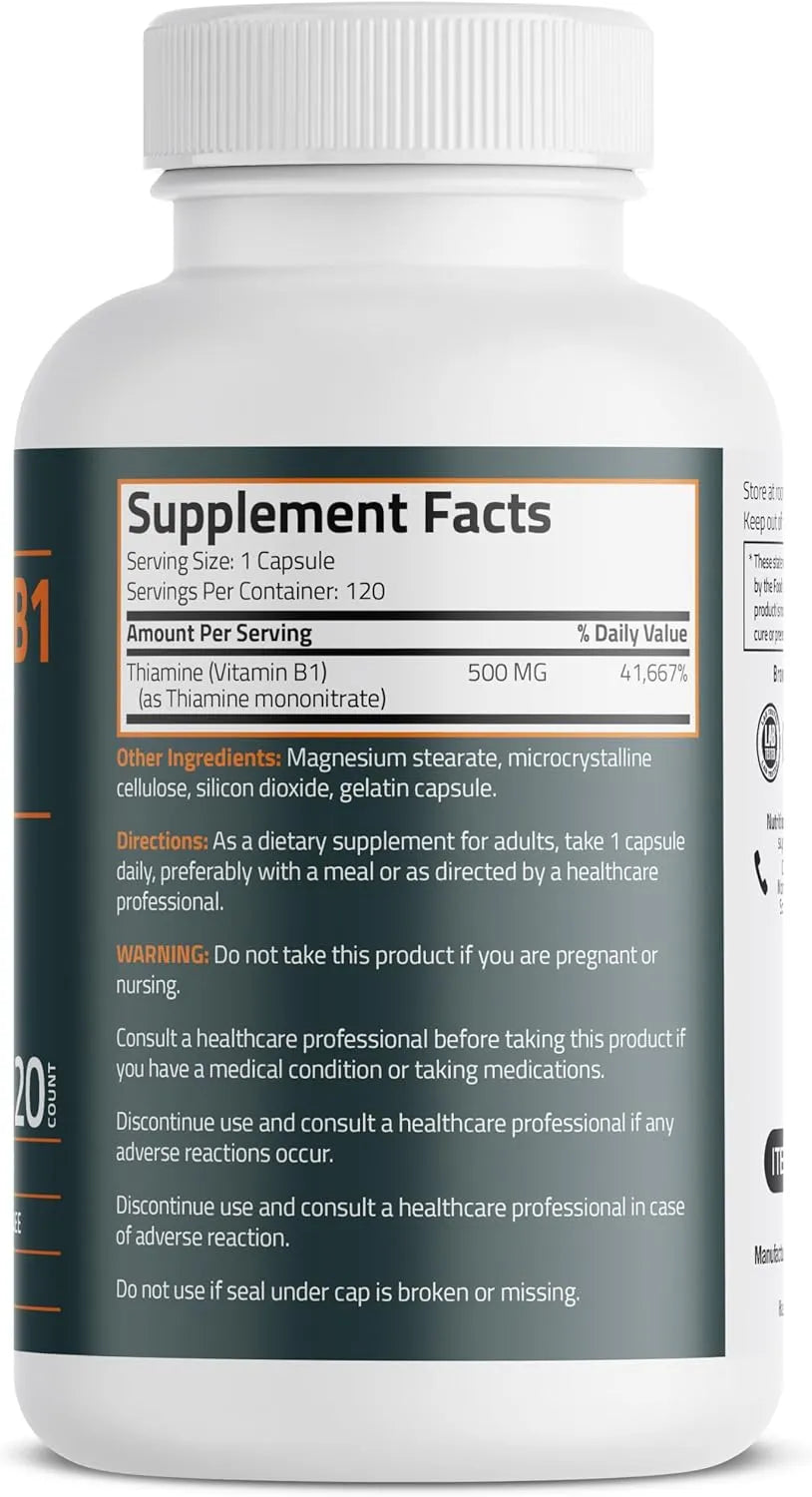 BRONSON - Bronson Vitamin B1 Extra Strength 500Mg. 120 Capsulas - The Red Vitamin MX - Suplementos Alimenticios - {{ shop.shopifyCountryName }}