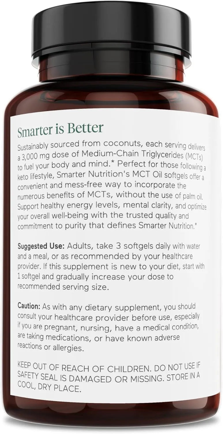 SMARTER NUTRITION - Smarter Nutrition MCT Oil 180 Capsulas Blandas - The Red Vitamin MX - Suplementos Alimenticios - {{ shop.shopifyCountryName }}