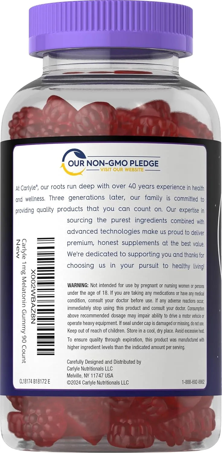 CARLYLE - Carlyle Melatonin Gummies 1Mg. 90 Gomitas - The Red Vitamin MX - Suplementos Alimenticios - {{ shop.shopifyCountryName }}