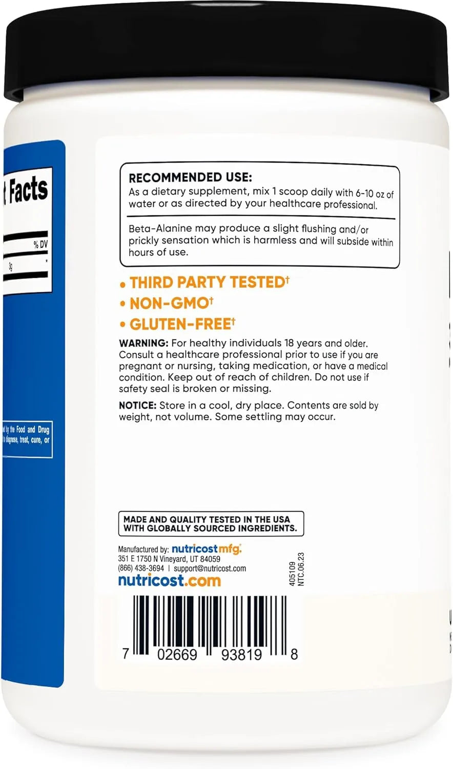 NUTRICOST - Nutricost Beta Alanine Powder 167 Servicios 500Gr. - The Red Vitamin MX - Suplementos Alimenticios - {{ shop.shopifyCountryName }}