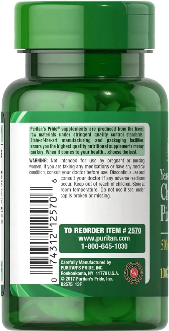 PURITAN'S PRIDE - Puritan's Pride Chromium Picolinate 500mcg 100 Tabletas 2 Pack - The Red Vitamin MX - Suplementos Alimenticios - {{ shop.shopifyCountryName }}