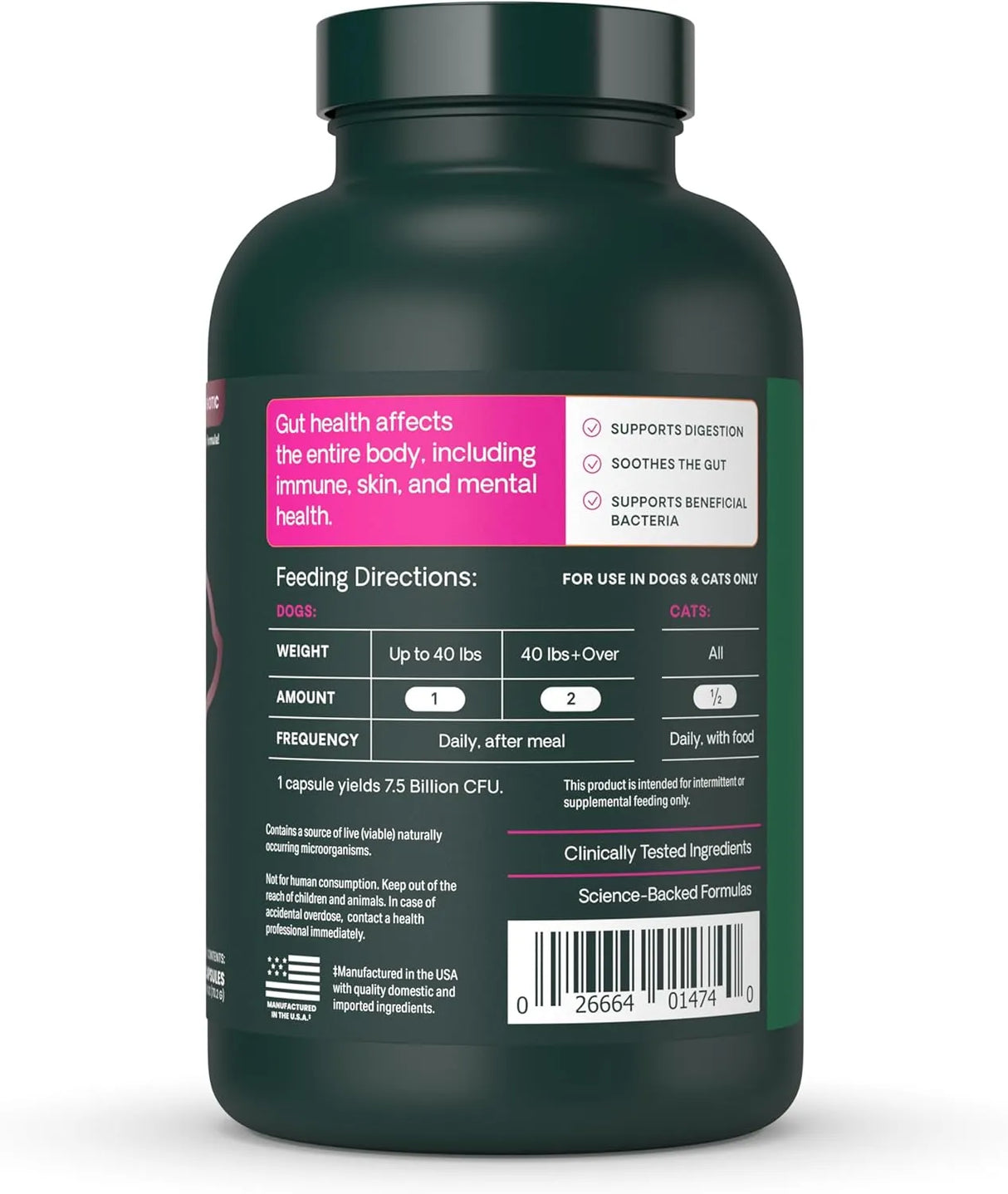 VETRISCIENCE - VetriScience Extra Strength Gut Health Probiotic & Prebiotic 180 Capsulas - The Red Vitamin MX - Probióticos Para Perros - {{ shop.shopifyCountryName }}