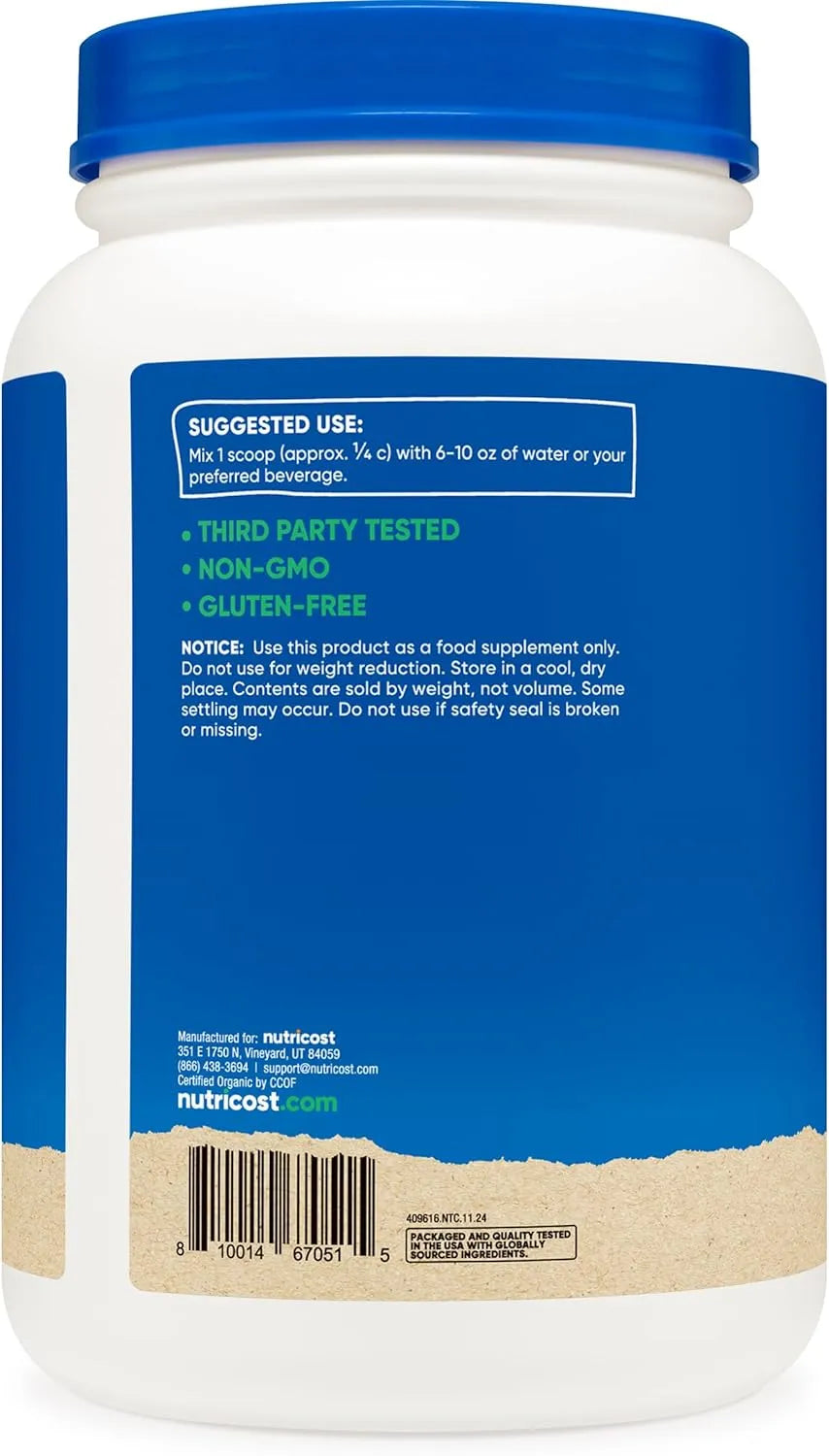 NUTRICOST - Nutricost Organic Pea Protein Isolate Powder Unflavored 907Gr. - The Red Vitamin MX - Suplementos Alimenticios - {{ shop.shopifyCountryName }}