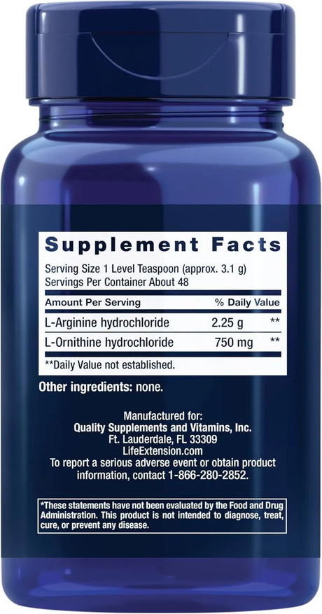 LIFE EXTENSION - Life Extension Arginine Ornithine Powder 150Gr. - The Red Vitamin MX - Suplementos Alimenticios - {{ shop.shopifyCountryName }}