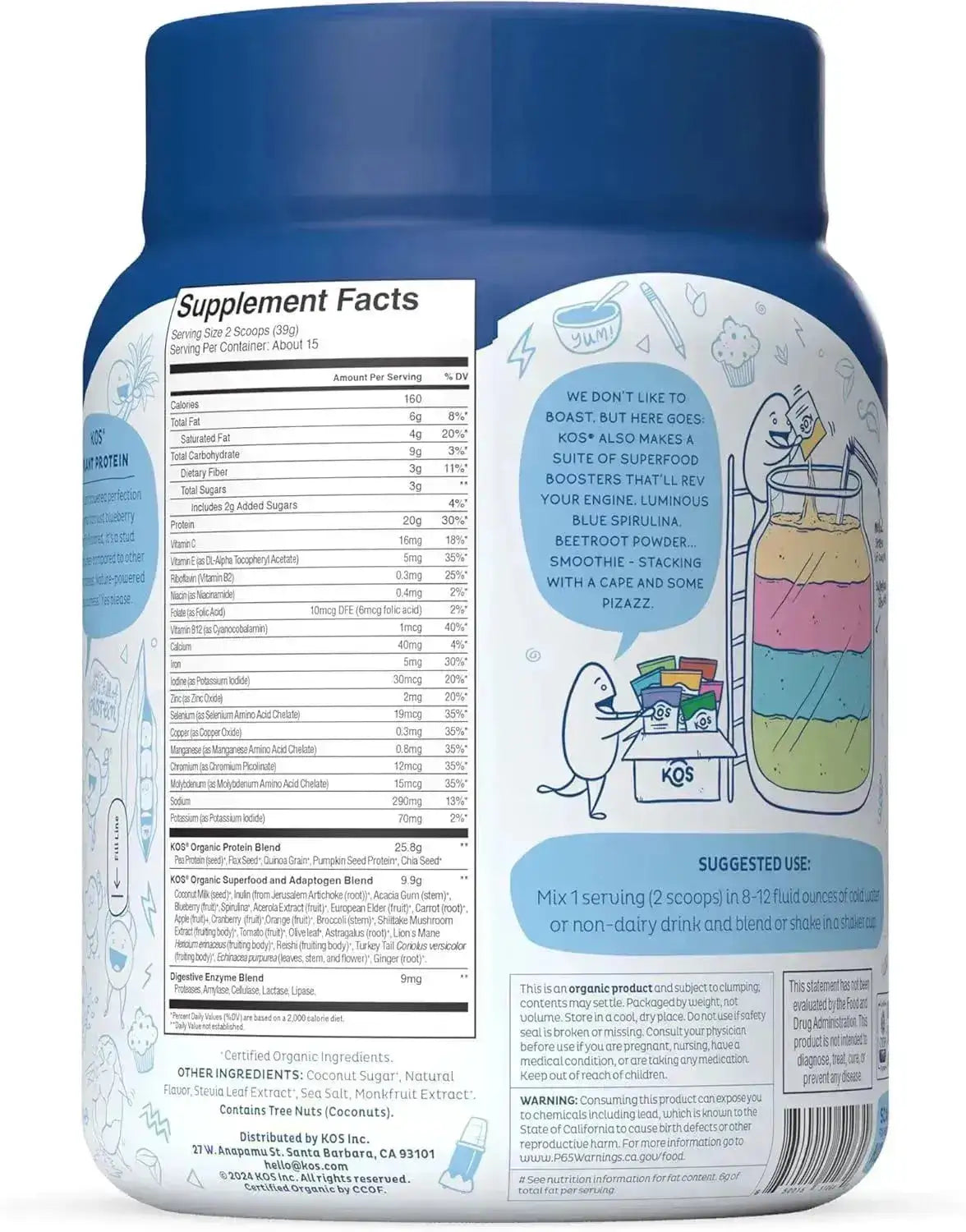 KOS - KOS Organic Plant Based Protein Powder Blueberry Muffin 15 Servicios 585Gr. - The Red Vitamin MX - Suplementos Alimenticios - {{ shop.shopifyCountryName }}