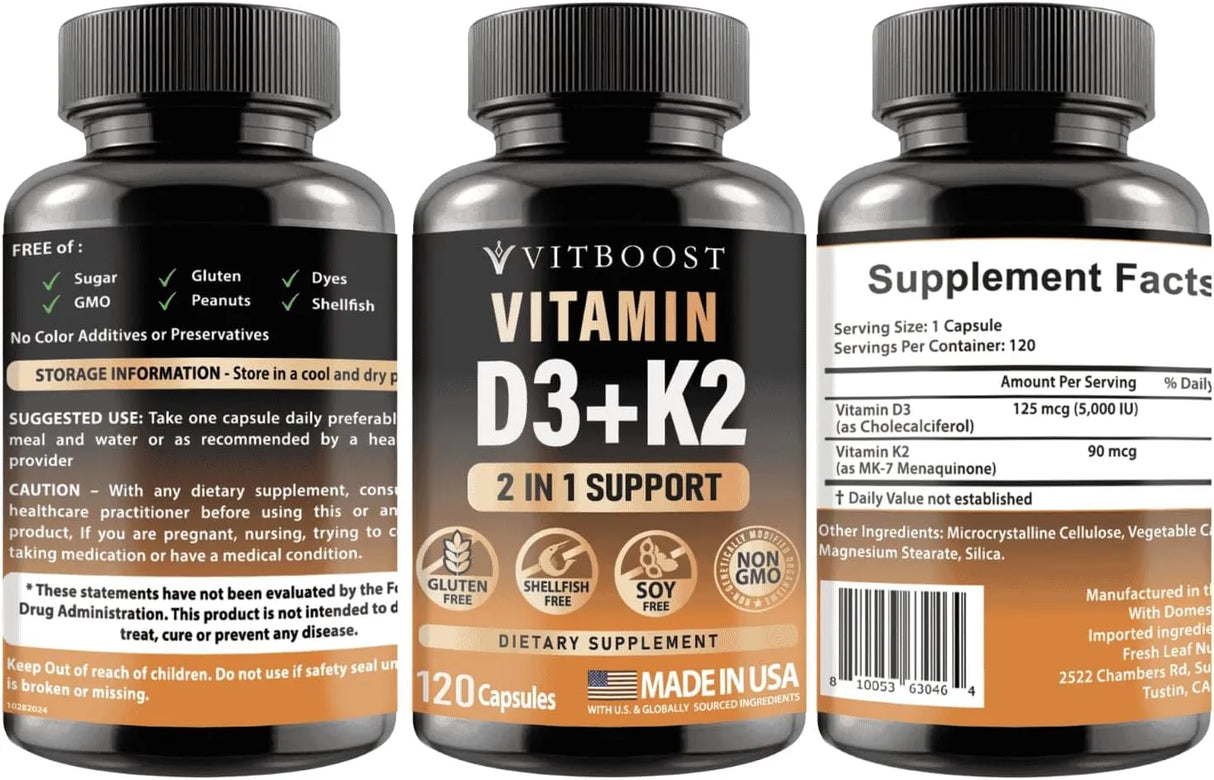 VITBOOST - VITBOOST Vitamin D3 K2 Complex 120 Capsulas - The Red Vitamin MX - Suplementos Alimenticios - {{ shop.shopifyCountryName }}