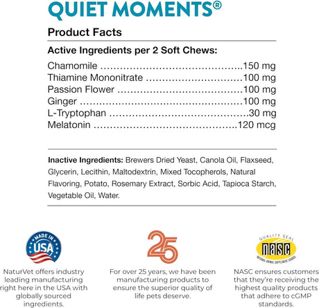 NATURVET - NaturVet Quiet Moments Calming Aid Dog Supplement 70 Masticables - The Red Vitamin MX - Relajantes Para Perros - {{ shop.shopifyCountryName }}