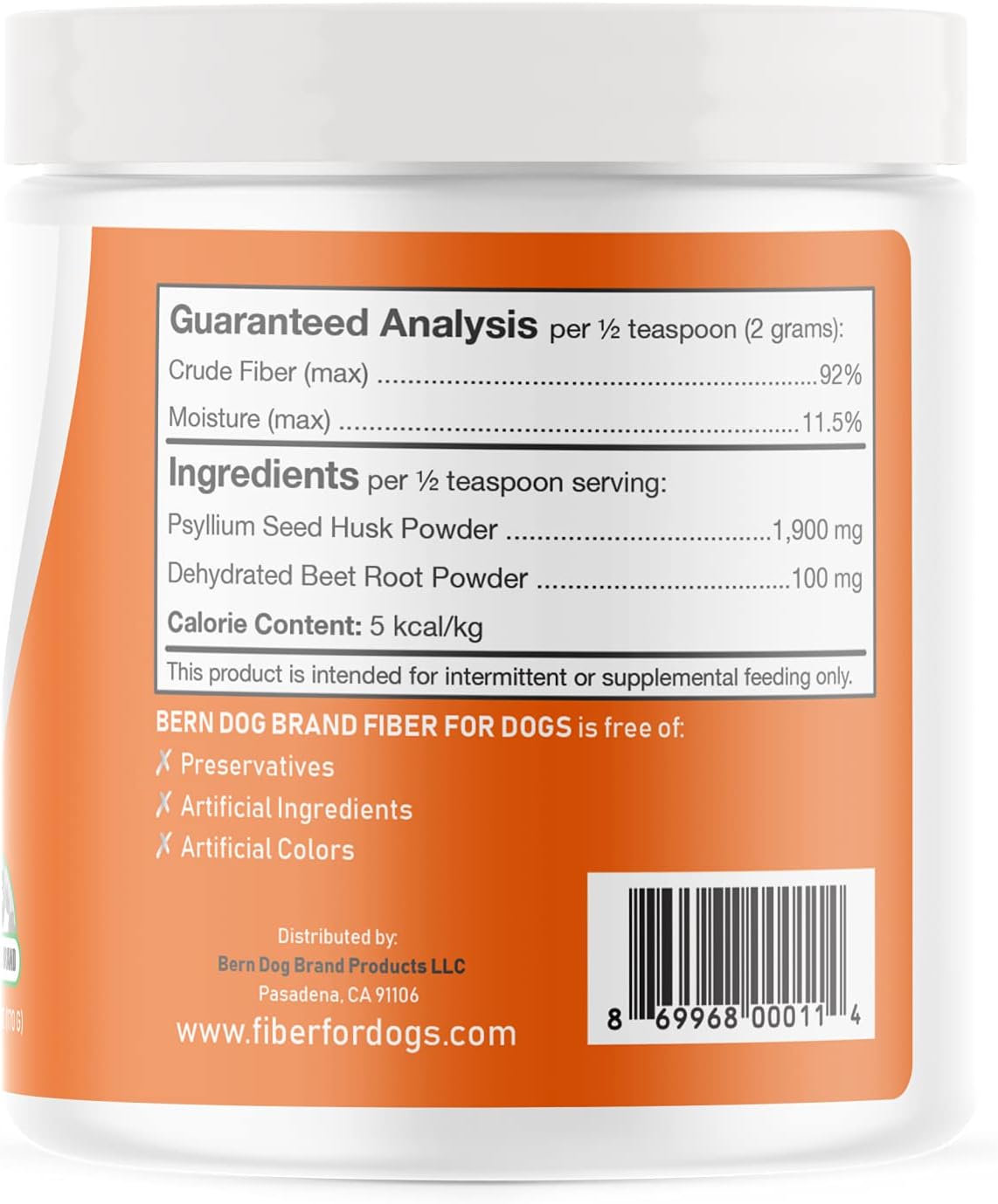 Bern Dog Brand Fiber for Dogs Psyllium Seed Husk Powder 170Gr.