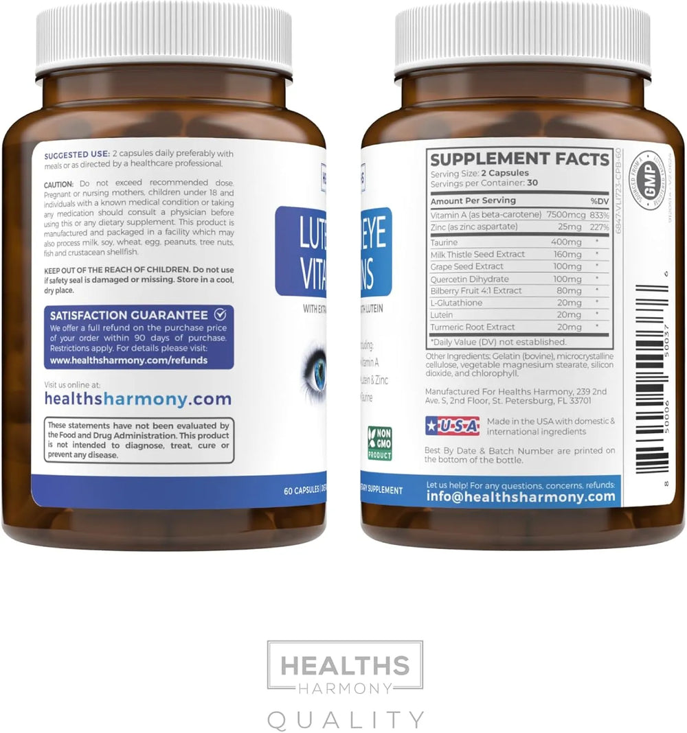 HEALTHS HARMONY - Healths Harmony Lutein Eye Vitamins 60 Capsulas - The Red Vitamin MX - Suplementos Alimenticios - {{ shop.shopifyCountryName }}