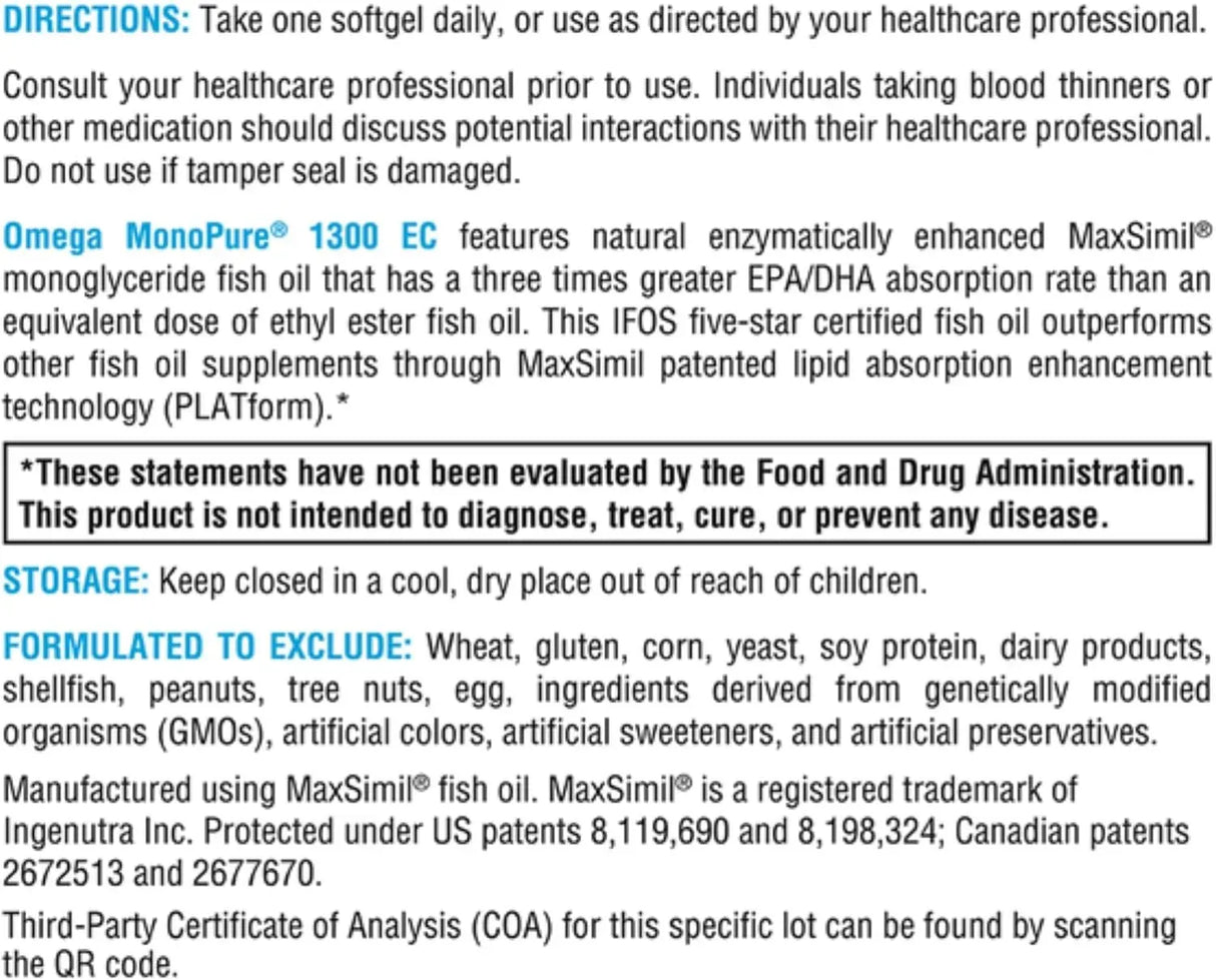 XYMOGEN - XYMOGEN Omega MonoPure 1300 EC 60 Capsulas Blandas - The Red Vitamin MX - Suplementos Alimenticios - {{ shop.shopifyCountryName }}