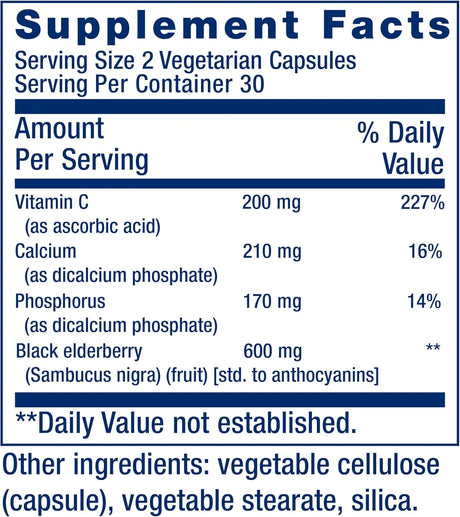 LIFE EXTENSION - Life Extension Black Elderberry + Vitamin C 60 Capsulas - The Red Vitamin MX - Suplementos Alimenticios - {{ shop.shopifyCountryName }}