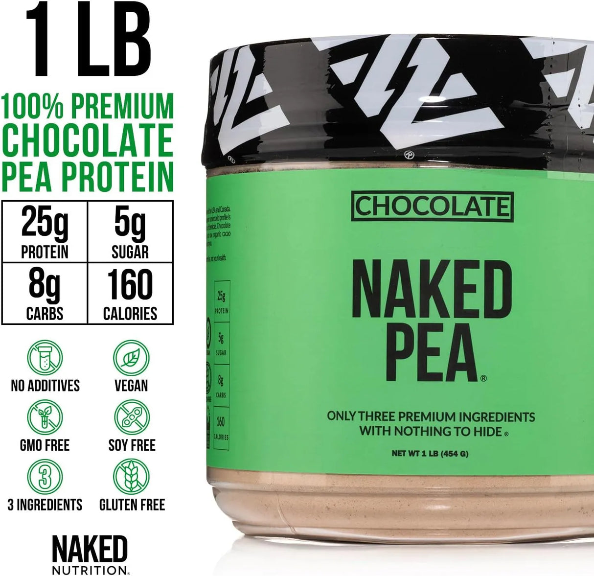 NAKED NUTRITION - Naked Pea Pea Protein Isolate 15 Servicios Chocolate 454Gr. - The Red Vitamin MX - Suplementos Alimenticios - {{ shop.shopifyCountryName }}