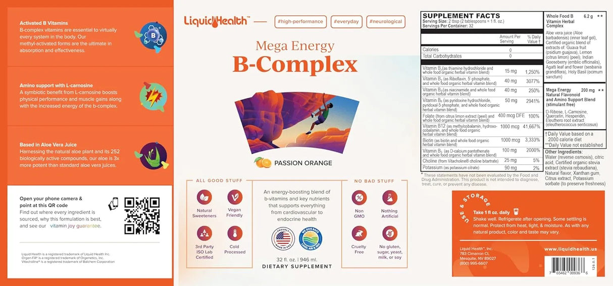 LIQUIDHEALTH - LIQUIDHEALTH Mega Energy Methylated B-Complex 946Ml. - The Red Vitamin MX - Suplementos Alimenticios - {{ shop.shopifyCountryName }}