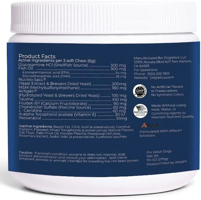 DOGLETICS - Dogletics Large Breed Daily Multivitamin Bacon Flavor 90 Masticables - The Red Vitamin MX - Multivitamínicos Para Perros - {{ shop.shopifyCountryName }}