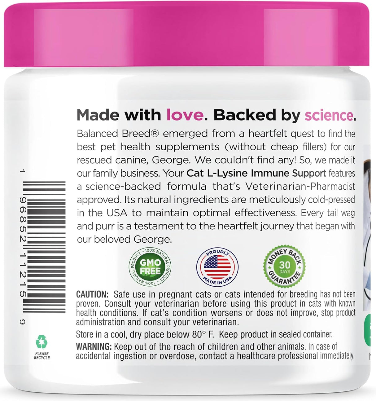 Balanced Breed L-Lysine Cats Immune Support Soft Chews 60 Masticables