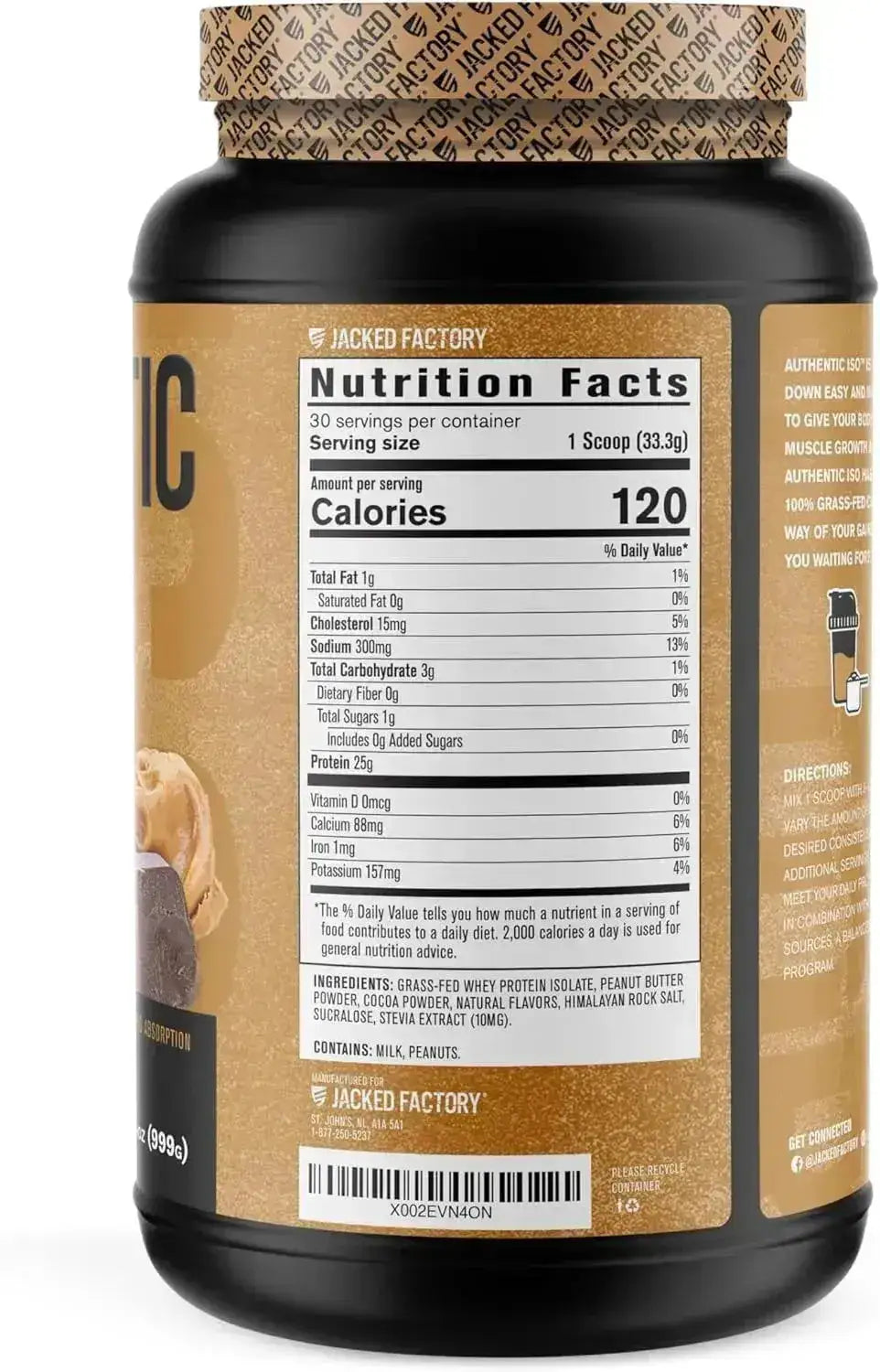 JACKED FACTORY - Jacked Factory Authentic ISO Grass Fed Whey Protein Isolate Powder Chocolate Peanut Butter 999Gr. - The Red Vitamin MX - Suplementos Alimenticios - {{ shop.shopifyCountryName }}