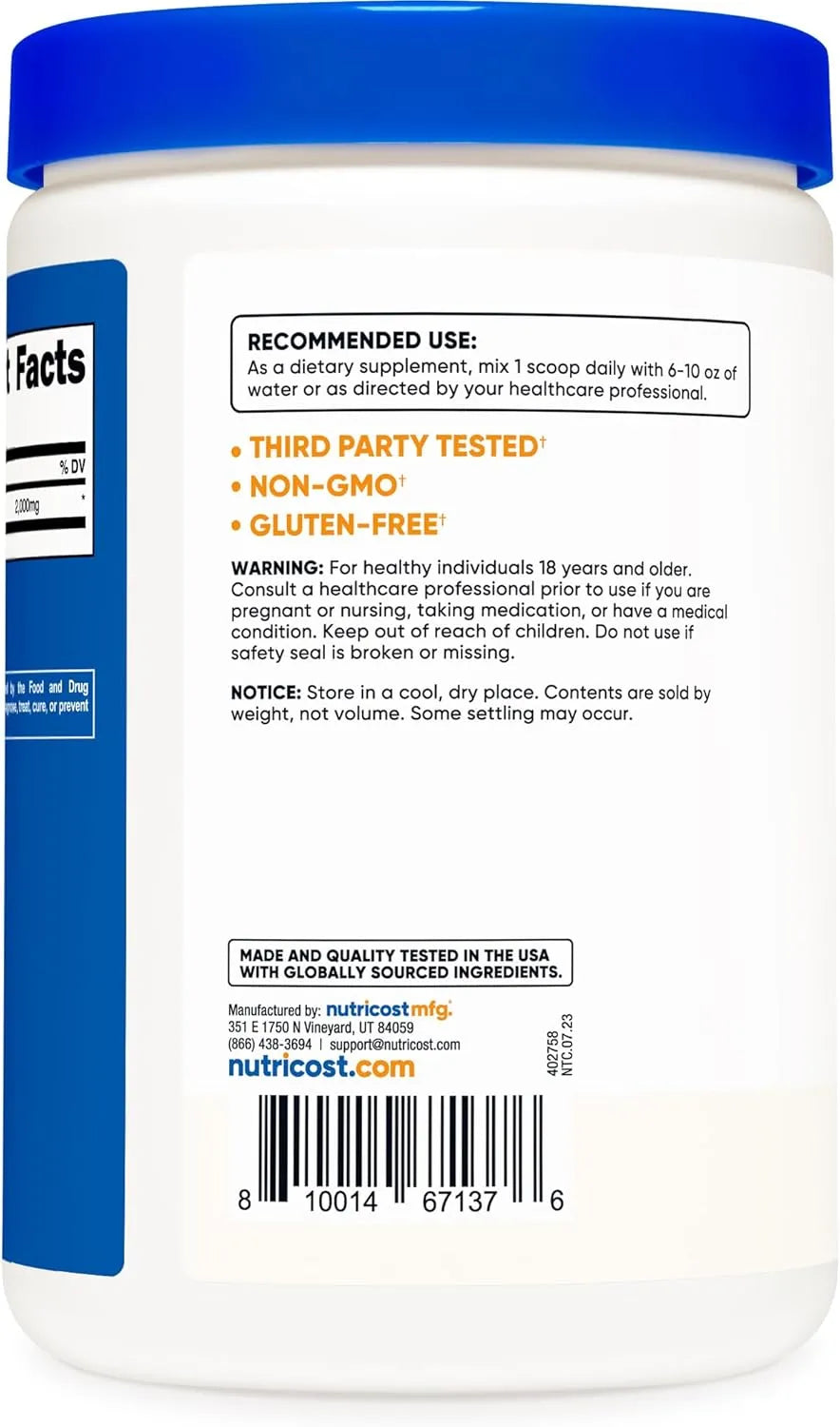 NUTRICOST - Nutricost L-Proline Powder 2000Mg. 125 Servicios 250Gr. - The Red Vitamin MX - Suplementos Alimenticios - {{ shop.shopifyCountryName }}