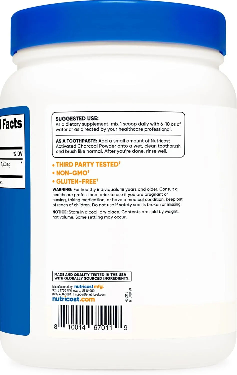 NUTRICOST - Nutricost Activated Charcoal Powder 302 Servicios 454Gr. - The Red Vitamin MX - Suplementos Alimenticios - {{ shop.shopifyCountryName }}