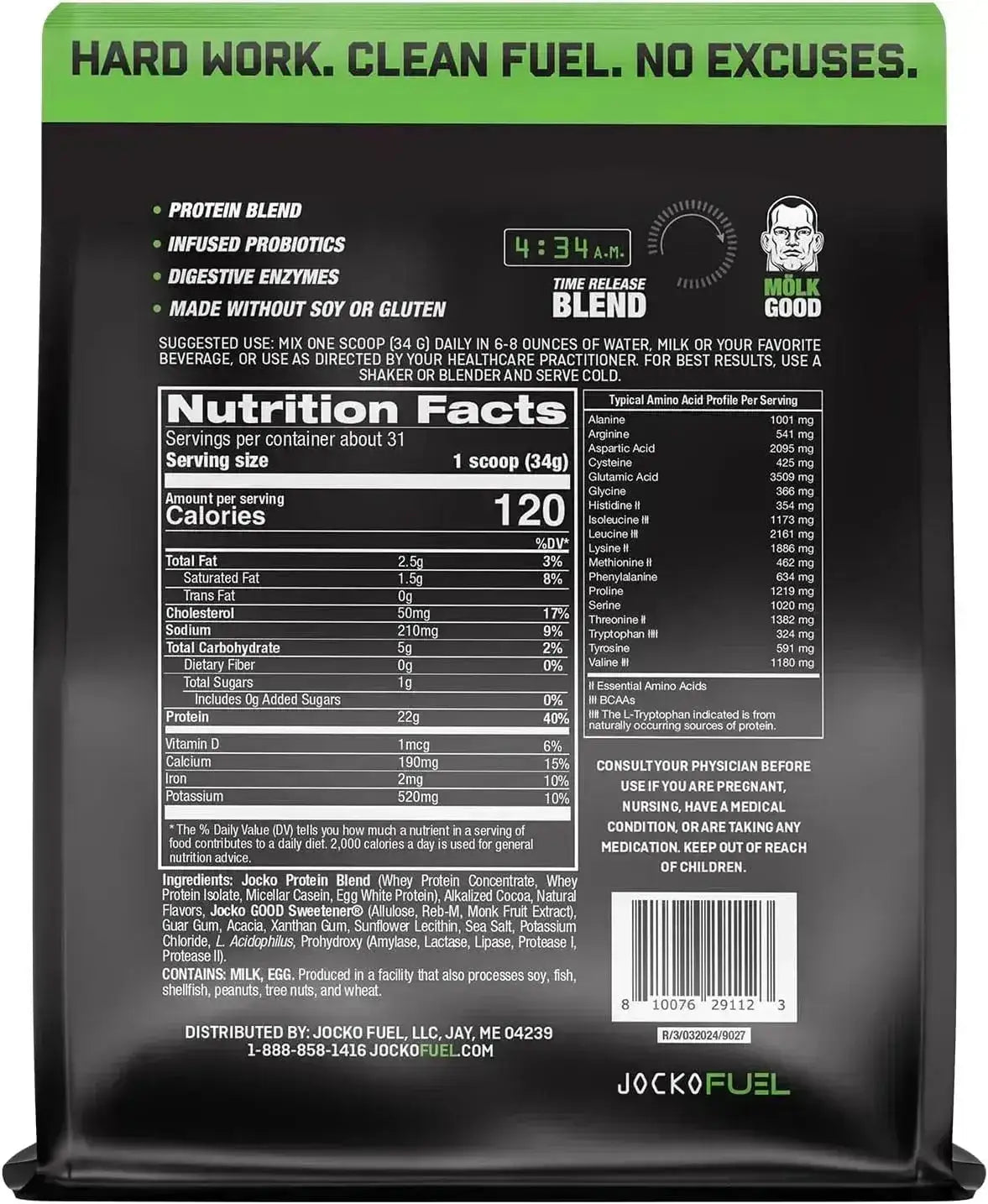 JOCKO FUEL - Jocko Mölk Whey Protein Powder Sugar Free 31 Servicios Mint Chocolate 1054Gr. - The Red Vitamin MX - Suplementos Alimenticios - {{ shop.shopifyCountryName }}