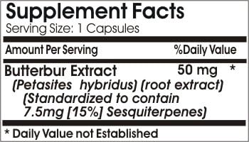 Naturetition Butterbur Standardized Extract 50Mg. 180 Capsulas