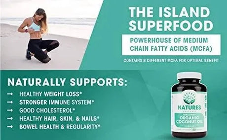 NATURES WELLNESS - Natures Wellness Organic Coconut Oil 2000Mg. 120 Capsulas Blandas - The Red Vitamin MX - Suplementos Alimenticios - {{ shop.shopifyCountryName }}