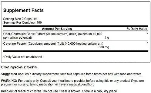SWANSON - Swanson Garlic with Cayenne 200 Capsulas - The Red Vitamin MX - Suplementos Alimenticios - {{ shop.shopifyCountryName }}