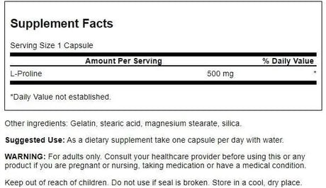 SWANSON - Swanson Amino Acid L-Proline 500Mg. 100 Capsulas - The Red Vitamin MX - Suplementos Alimenticios - {{ shop.shopifyCountryName }}