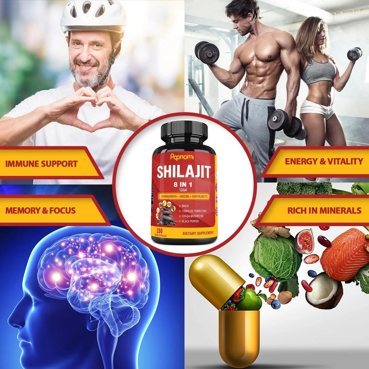 PAPNAMI - Papnami Shilajit Extract 8 in 1 150 Capsulas - The Red Vitamin MX - Suplementos Alimenticios - {{ shop.shopifyCountryName }}