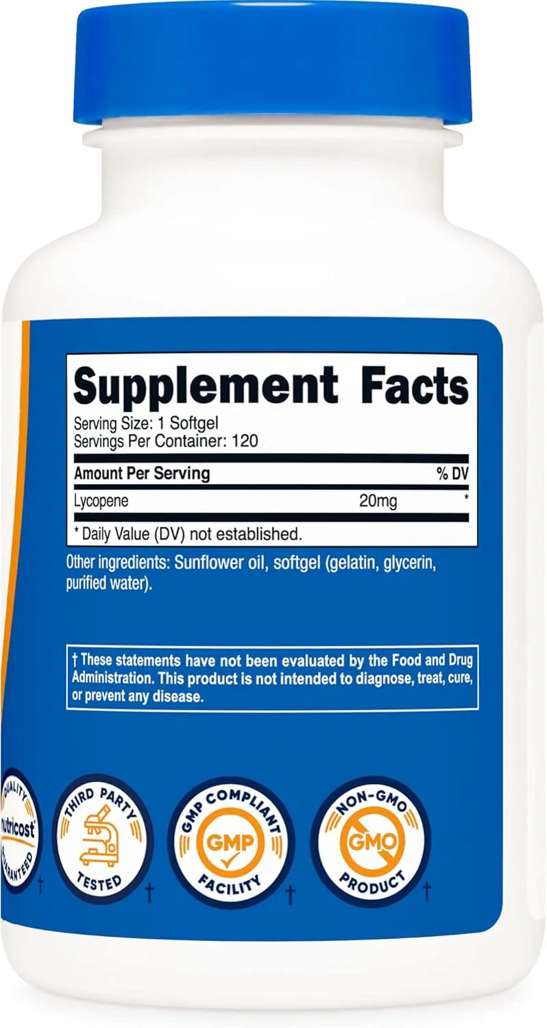 NUTRICOST - Nutricost Lycopene 20Mg. 120 Capsulas Blandas - The Red Vitamin MX - Suplementos Alimenticios - {{ shop.shopifyCountryName }}