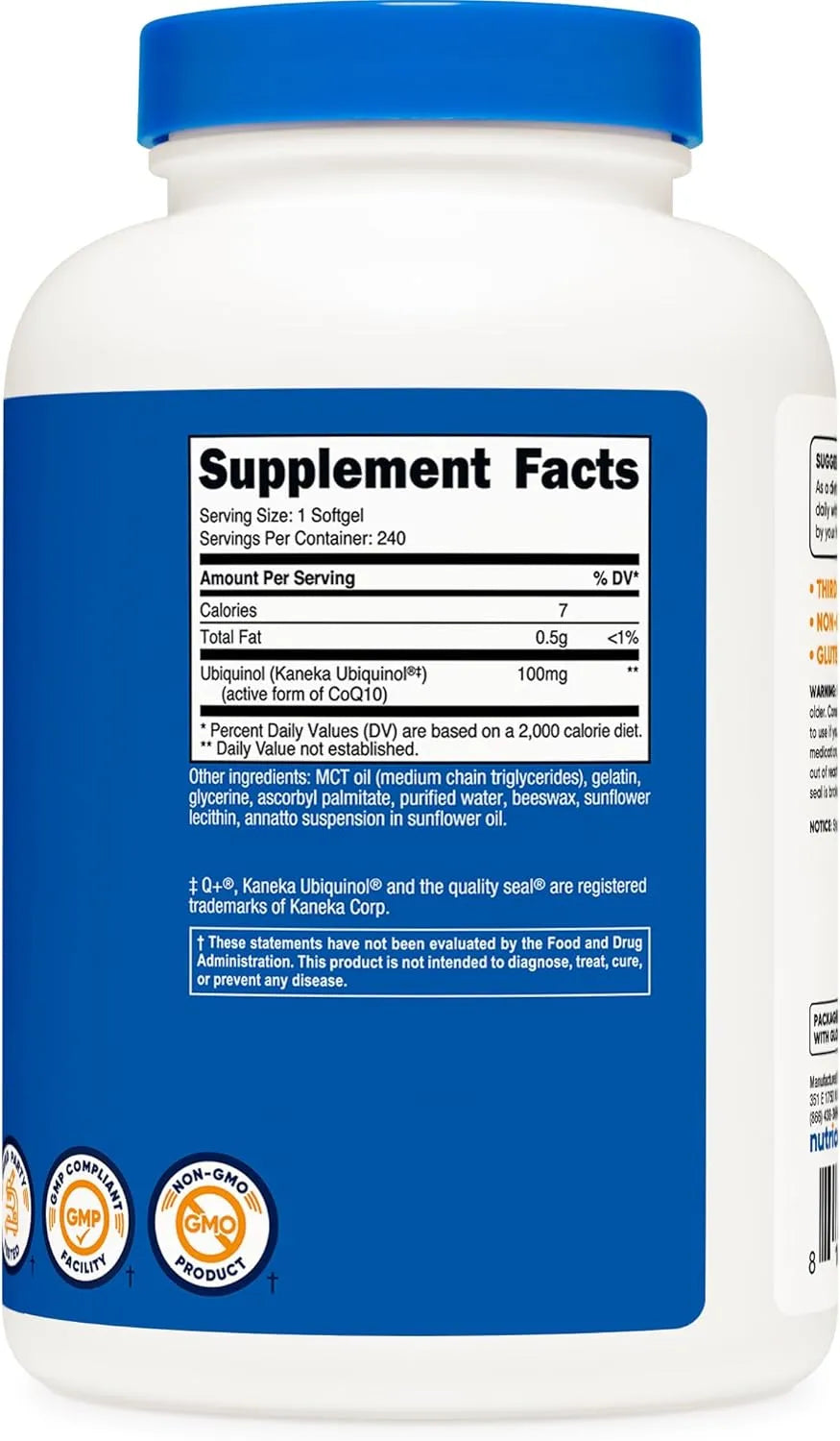 NUTRICOST - Nutricost Ubiquinol 100Mg. 240 Capsulas Blandas - The Red Vitamin MX - Suplementos Alimenticios - {{ shop.shopifyCountryName }}